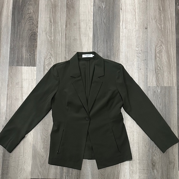 MM Lafleur The Moreland Travel Origami Tech Olive Green Blazer Size 12 - Picture 1 of 9